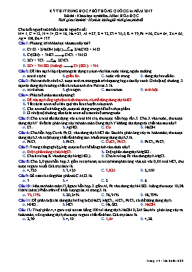 Đề thi THPT Quốc gia môn Hóa học năm 2017 - Mã đề 628 (Kèm đáp án)